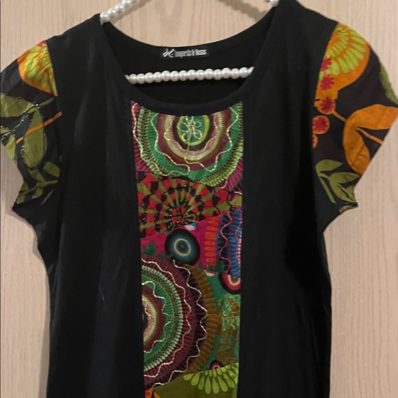 Bohemian Black Dress with Colorful Accents - Picture 2 of 10